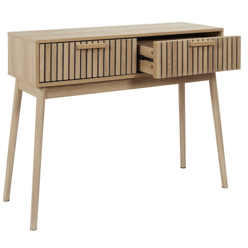 PAJAN Console 2 Tiroirs Effet Bois Avec Tasseaux Altobuy Fr