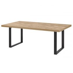 CARSON - Table 170cm Aspect Bois Piètement U Métal Poudré Noir