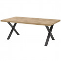 CARSON - Table 200cm Aspect Bois Piètement X Métal Poudré Noir