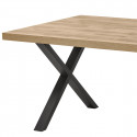 CARSON - Table 200cm Aspect Bois Piètement X Métal Poudré Noir