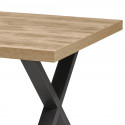 CARSON - Table 200cm Aspect Bois Piètement X Métal Poudré Noir