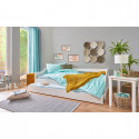 BARBARA - Lit Gigogne 90x190cm Bois Massif Vernis Blanc
