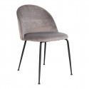 MEYRIN - Lot de 2 Chaises Velours Gris et Pieds Métal Noir