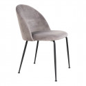 MEYRIN - Lot de 2 Chaises Velours Gris et Pieds Métal Noir