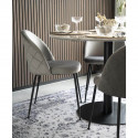 MEYRIN - Lot de 2 Chaises Velours Gris et Pieds Métal Noir