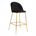 MEYRIN - Lot de 2 Chaises Hautes Velours Noir et Pieds Métal Doré