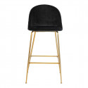 MEYRIN - Lot de 2 Chaises Hautes Velours Noir et Pieds Métal Doré