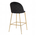 MEYRIN - Lot de 2 Chaises Hautes Velours Noir et Pieds Métal Doré