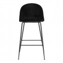MEYRIN - Lot de 2 Chaises Hautes Velours Noir et Pieds Métal Noir