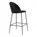 MEYRIN - Lot de 2 Chaises Hautes Velours Noir et Pieds Métal Noir