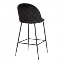 MEYRIN - Lot de 2 Chaises Hautes Velours Noir et Pieds Métal Noir