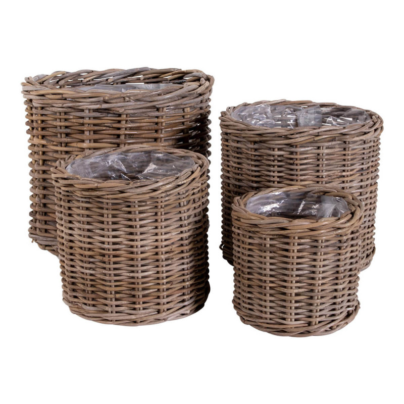 COCCO - Lot de 4 Paniers Décoratifs en Rotin Naturel