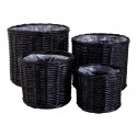 COCCO - Lot de 4 Paniers Décoratifs en Rotin Noir