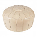 DRISS - Pouf Rond de Sol en Simili Cuir Beige