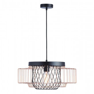 GABBI - Suspension Cage en Métal Noir et Cuivre