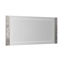 CHOPIN - Miroir Rectangulaire Laqué Blanc et Effet Marbre Gris