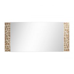 SAFARY - Miroir Rectangulaire Laqué Blanc et Or Décor Sérigraphié