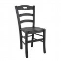 SUZY - Lot de 2 Chaises Laquées Noir et Assises en Bois
