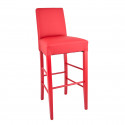 TONY - Lot de 4 Tabourets Laqués Rouge et Assise Simili Cuir Rouge