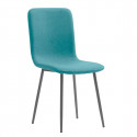 HANOI - Ensemble Table Ronde 110 Effet Bois + 4 Chaises Bleues