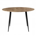 HANOI - Ensemble Table Ronde 110 Effet Bois + 4 Chaises Gris Clair