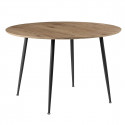 HANOI - Ensemble Table Ronde 110 Effet Bois + 4 Chaises Marrons
