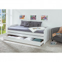 BARBARA - Lit Gigogne 3 Couchages 90x190cm Blanc + 2 Matelas Ibiza