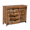 POPPY - Meuble de Rangement en Manguier Motif "Wine Bar"