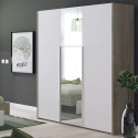 NINO LIGHT - Lit 160x200cm avec Leds et Chevets Suspendus + Armoire 3P