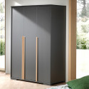 NASH DARK - Armoire 3 Portes Anthracite et Bois