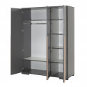 NASH DARK - Armoire 3 Portes Anthracite et Bois