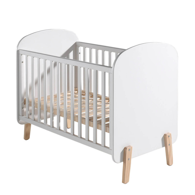 BODHI WHITE - Lit Bébé 60x120cm Blanc Hauteur Réglable