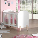 BODHI WHITE - Lit Bébé 60x120cm Blanc Hauteur Réglable