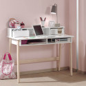 BODHI WHITE - Bureau 2 Tiroirs + Niches Blanc et Bois