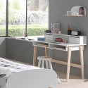 BODHI WHITE - Bureau 2 Tiroirs + Niches Blanc et Bois