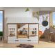 LAKA - Lit Maison 90x200cm Blanc et Pin Naturel avec Tiroir