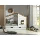 PONGO - Lit Maison 90x200cm Blanc et Pin avec Fenêtre + Tiroir