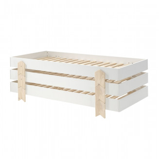 STAPEL - Lot de 3 Lits Empilables 90x200cm Blancs Flèche