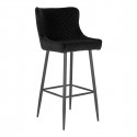 LYNN - Chaise Haute Velours Noir avec Surpiqûres