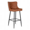 LYNN - Chaise Haute Simili Marron avec Surpiqûres
