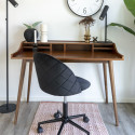 MEYRIN - Chaise de Bureau Velours Noir et Pieds Métal