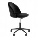 MEYRIN - Chaise de Bureau Velours Noir et Pieds Métal