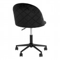 MEYRIN - Chaise de Bureau Velours Noir et Pieds Métal