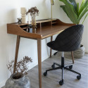 MEYRIN - Chaise de Bureau Velours Noir et Pieds Métal