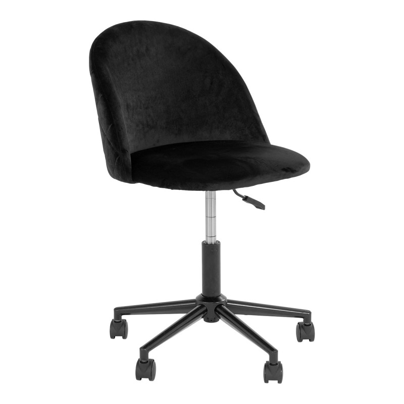 MEYRIN - Chaise de Bureau Velours Noir et Pieds Métal MEYRIN - Chaise de Bureau Velours Noir et Pieds Métal