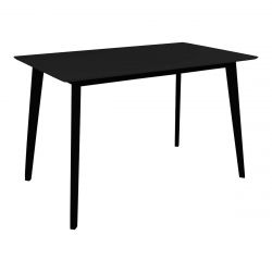 GRAM - Table Repas 120x70cm Noire Piètement Hévéa