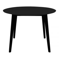 GRAM - Table Repas Ronde 105cm Noire Piètement Hévéa