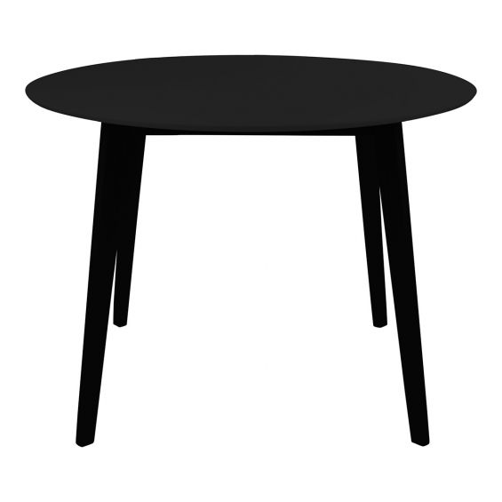 GRAM - Table Repas Ronde 105cm Noire Piètement Hévéa
