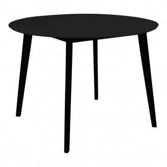 GRAM - Table Repas Ronde 105cm Noire Piètement Hévéa