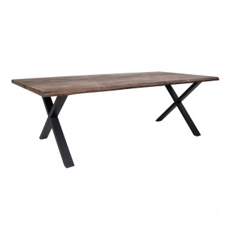 CIOTAT - Table Repas 240cm Plateau Chêne Grisé et Pieds Acier